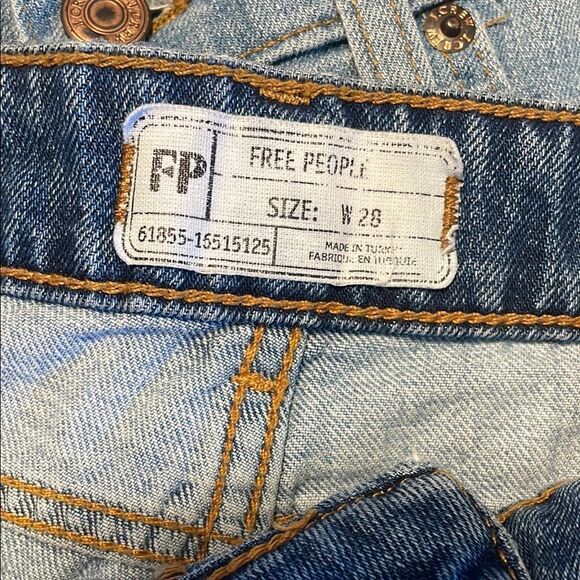 Free People Two Tone Patchwork Straight Leg Jeans - Picture 8 of 10